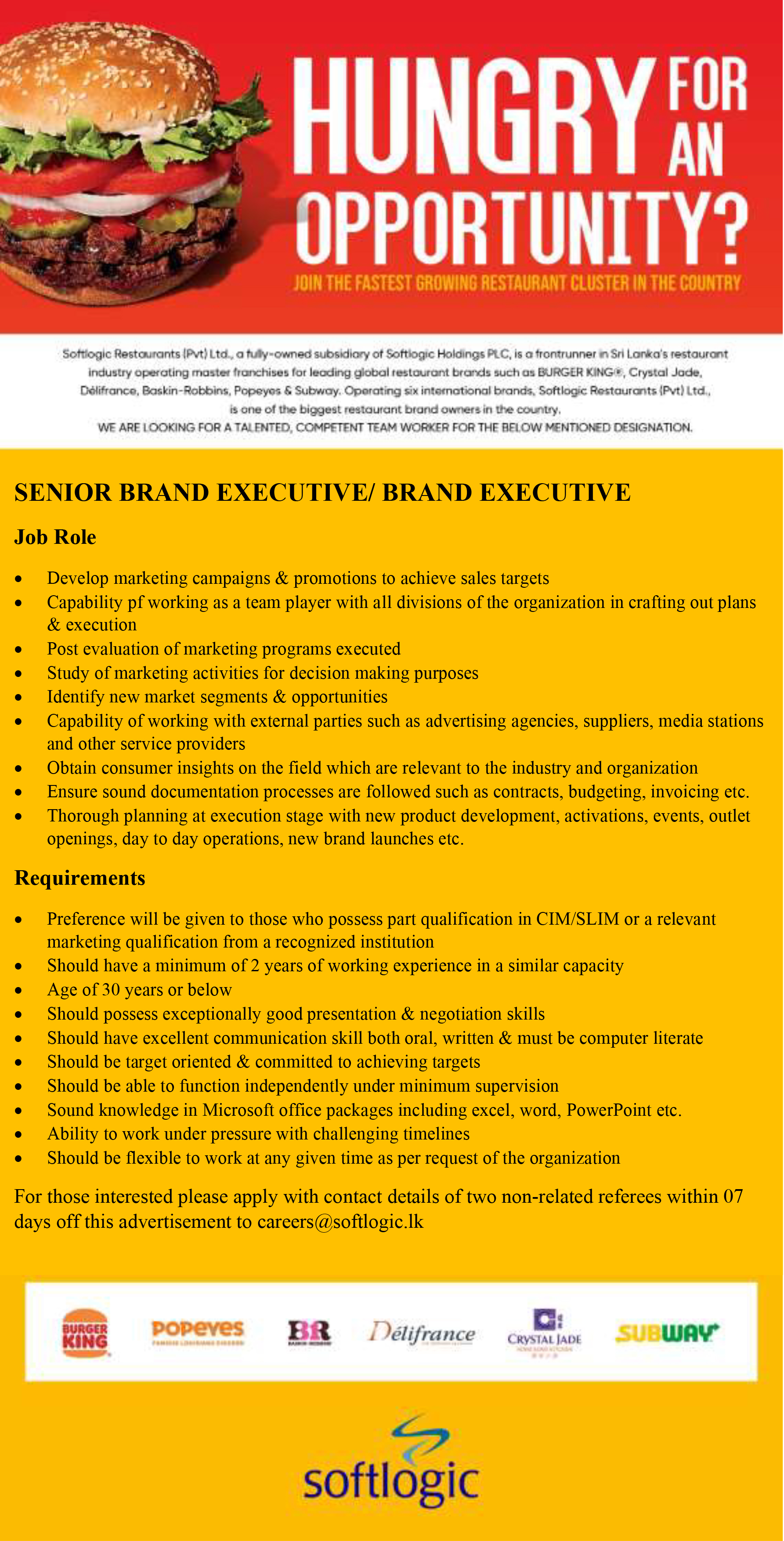 Senior Brand Executive/Brand Executive