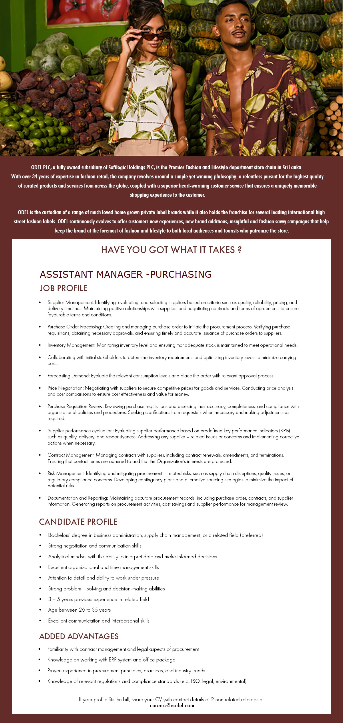 Assistant Manager - Purchasing